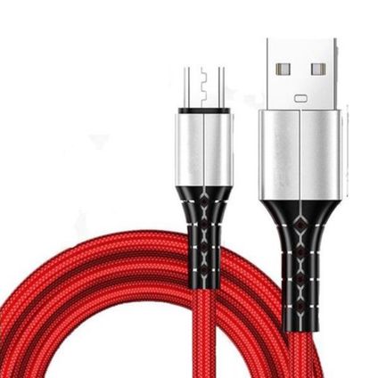 Nylon Micro naar USB A kabel - 1m - MICRO1 - Rood