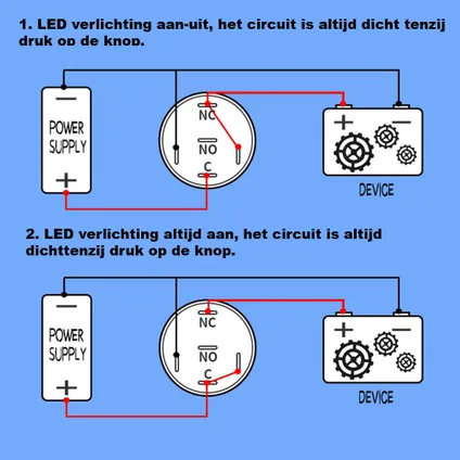Interrupteur à poussoir en métal avec indication ON-OFF par LED - 'åÄ16mm - SWD - Rond - 12V/24V - Vert 2