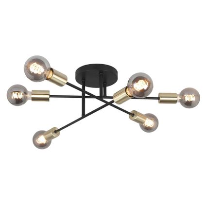Highlight plafondlamp Sticks 6 lichts Ø 70cm goud zwart