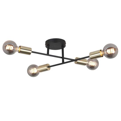 Highlight plafondlamp Sticks 4 lichts Ø 60cm goud zwart
