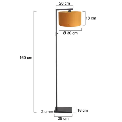 Steinhauer vloerlamp Stang H 160cm oker kap - zwart 10