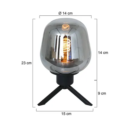Steinhauer lampe de table Reflexion - noir - verre - 15 cm - E27 (grande raccord) - 2683ZW 10