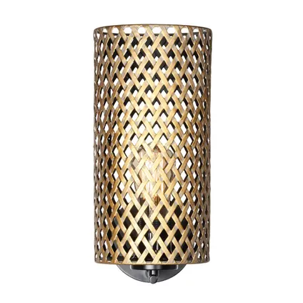 Freelight wandlamp Cestino H 32cm zwart - goud 2