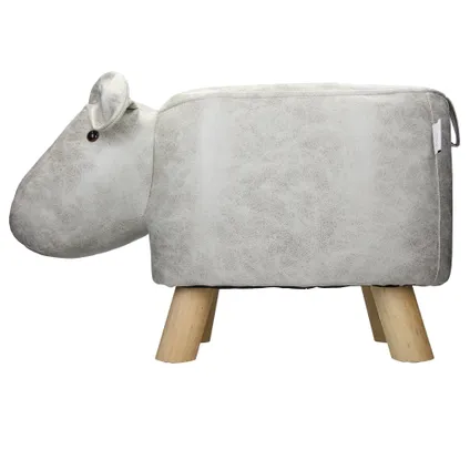 WOMO-DESIGN dierenkruk nijlpaard wit/grijs, 65x31x37 cm, gemaakt van kunstleer 2