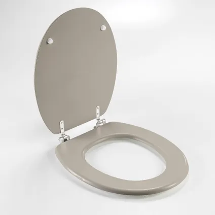 Wicotex-Abattant WC-Abattant WC MDF-Bois taupe mat avec charnières métalliques.