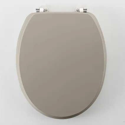 Wicotex - Toiletbril - WC bril MDF - Hout mat Taupe - Inclusief metallic scharnieren. 2