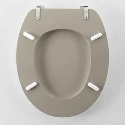 Wicotex - Toiletbril - WC bril MDF - Hout mat Taupe - Inclusief metallic scharnieren. 3