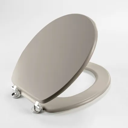 Wicotex - Toiletbril - WC bril MDF - Hout mat Taupe - Inclusief metallic scharnieren. 4