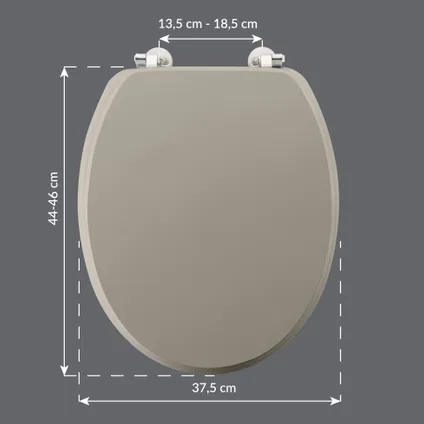 Wicotex - Toiletbril - WC bril MDF - Hout mat Taupe - Inclusief metallic scharnieren. 6