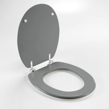 Wicotex-Abattant WC-Abattant WC MDF-Bois gris mat avec charnières métalliques.