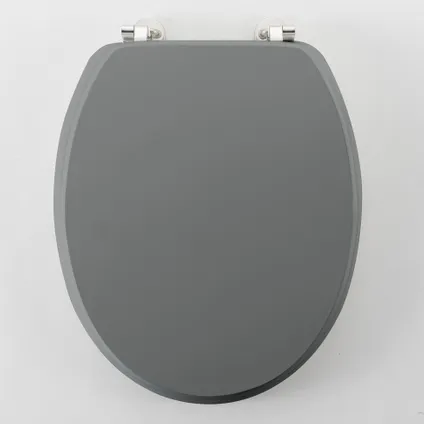 Wicotex - Toiletbril - WC bril MDF - Hout mat Grijs - Inclusief metallic scharnieren. 2