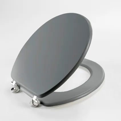 Wicotex - Toiletbril - WC bril MDF - Hout mat Grijs - Inclusief metallic scharnieren. 3