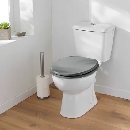 Wicotex - Toiletbril - WC bril MDF - Hout mat Grijs - Inclusief metallic scharnieren. 4