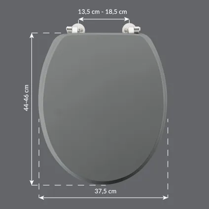Wicotex - Toiletbril - WC bril MDF - Hout mat Grijs - Inclusief metallic scharnieren. 5