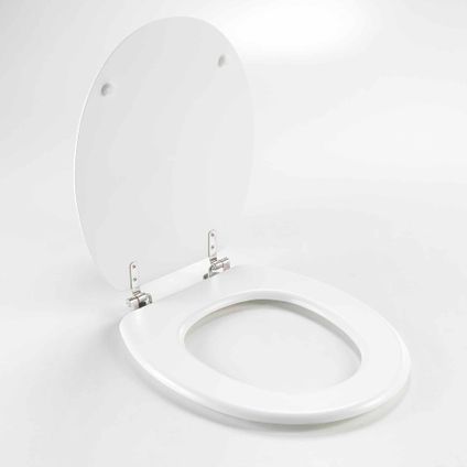 Wicotex-Abattant WC-Abattant WC MDF-Bois blanc mat avec charnières métalliques.