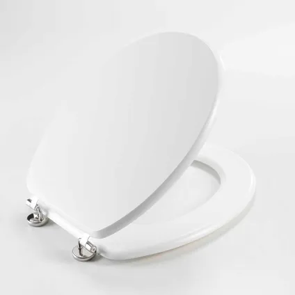 Wicotex - Toiletbril - WC bril MDF - Hout mat Wit - Inclusief metallic scharnieren. 3