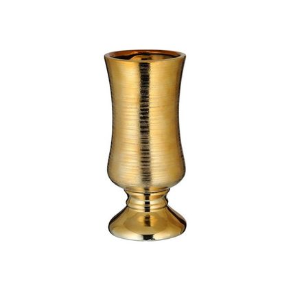 Cepewa Vaas - keramiek - goudkleurig - metaal look - 10 x 24 cm