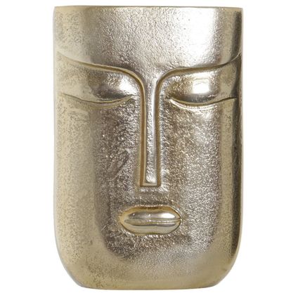 Items Vaas - met gezicht - goudkleurig - aluminium - 23 cm