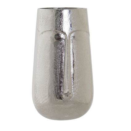Items Vaas - zilverkleurig - aluminium - met gezicht - 28 cm