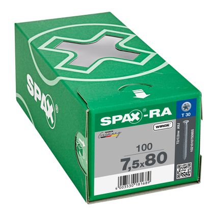 Vis pour ancrage fenêtres SPAX-RA T-Star Plus T30 filtage total Wirox Ø7,5x80mm 100 pièces