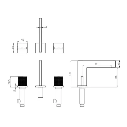 Robinet mélangeur de lavabo design Gun métal - Kyra 7