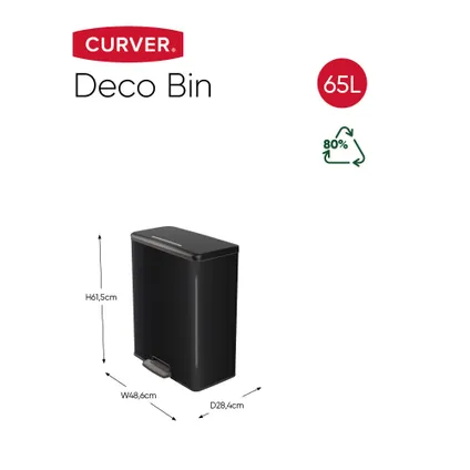 Curver Decobin Prullenbak - 65L - Rechthoekig - Zwart 2