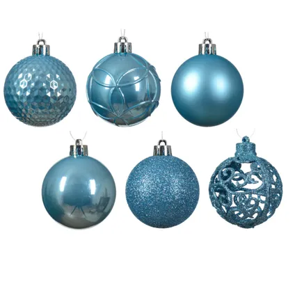 Decoris kerstballen - 37x -ijs blauw 6 cm -kunststof 3