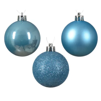 Decoris kerstballen - 37x -ijs blauw 6 cm -kunststof 4