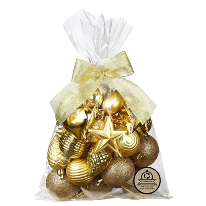 Inge Christmas kerstballen - 30 delig - kunststof - goud