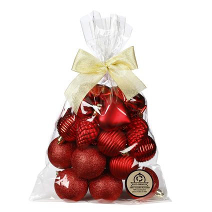 Inge Christmas kerstballen - 30 delig - kunststof - rood