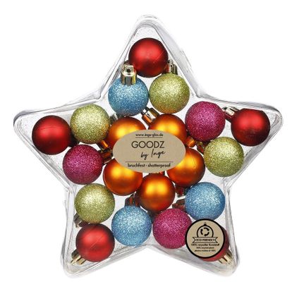 Inge Christmas Goods Kerstballen gekleurd - 12st - kunststof - 3 cm