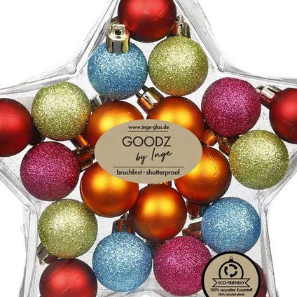 Inge Christmas Goods Kerstballen gekleurd - 12st - kunststof - 3 cm 2