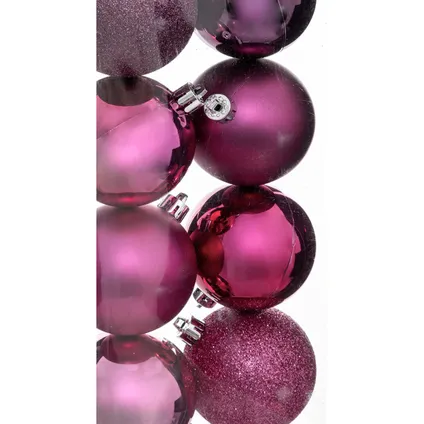 Atmosphera kerstballen - 8x stuks - framboos roze - kunststof - 7 cm 3