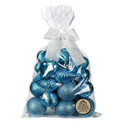 Inge Christmas kerstballen - 30 delig - kunststof - turquoise