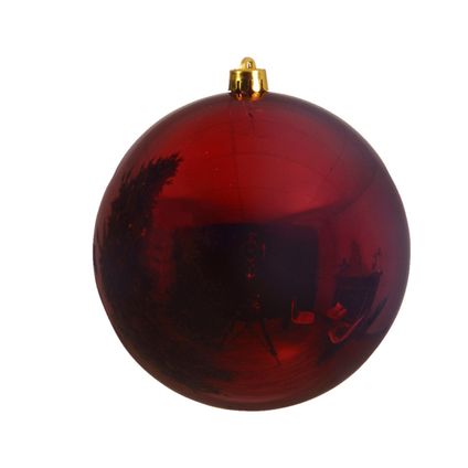 Decoris grote kerstbal - D25 cm - donkerrood - kunststof