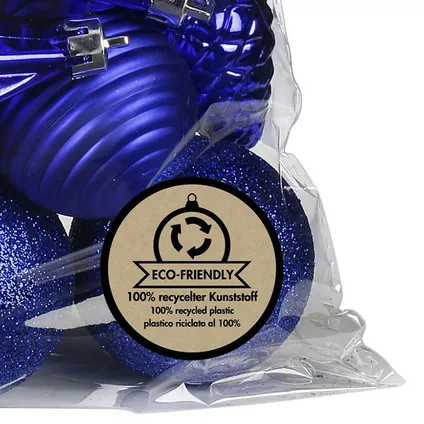Inge Christmas kerstballen - 30 delig - kunststof - kobalt blauw 2