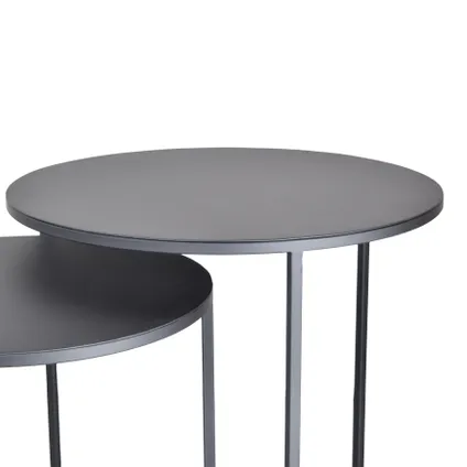 LOFT42 Elvy Set Tables d'Appoint Rondes - Noir - Ø49x52 3