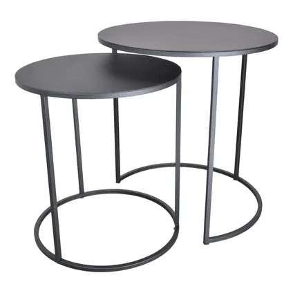 LOFT42 Elvy Set Tables d'Appoint Rondes - Noir - Ø49x52 4