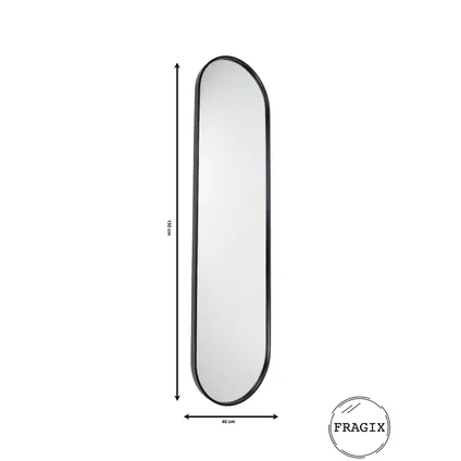 Fragix Boston Miroir pleine longueur Ovale - Noir - Métal - 150x40 4