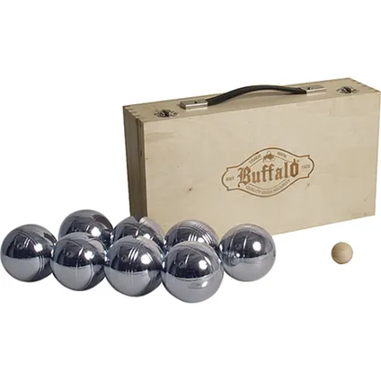 Jeu de boules en métal (8pcs) dans une boîte en bois