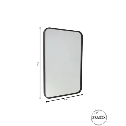 Fragix Boston Miroir Rectangulaire - Noir - Métal - 75x50 5