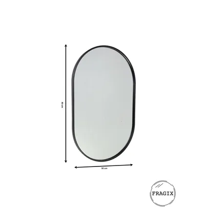 Fragix Boston Spiegel Ovaal - Zwart - Metaal - 80x50 5