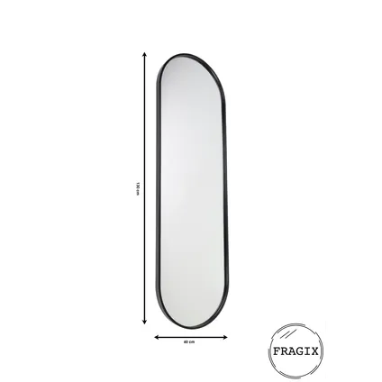 Fragix Boston Miroir pleine longueur Ovale - Noir - Métal - 130x40 4
