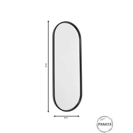 Fragix Boston Miroir Ovale - Noir - 80x30 5