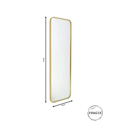 Fragix Boston miroir en pied rectangulaire - Doré - Métal - 130x40cm - Industriel 7