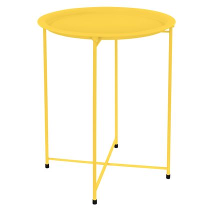 Table d'appoint basse ronde jaune Ø 43cm H 52cm métal revêtu par poudre pliable