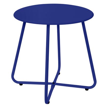 Table basse en métal bleu table d`appoint ronde table de chevet de salon/jardin