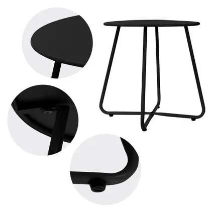 Table basse en métal noir table d`appoint ronde table de chevet de salon/jardin 3