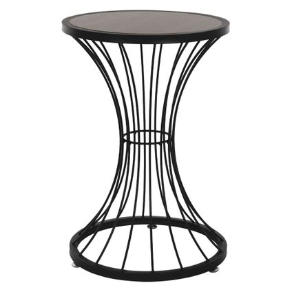 Table d'appoint métal table basse décorative de salon Ø 38x57 cm MDF/métal noir