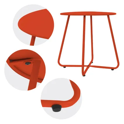 Table basse en métal rouge table d`appoint ronde table de chevet de salon/jardin 3